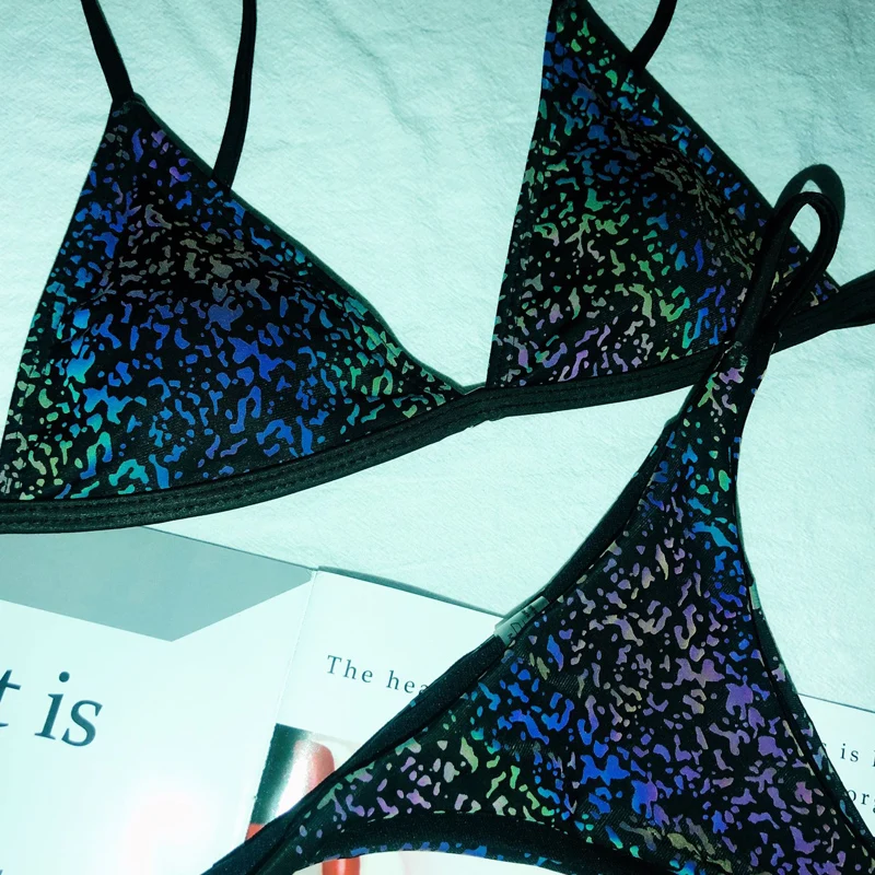 Женский Блестящий купальник из двух предметов купальный костюм с завышенной