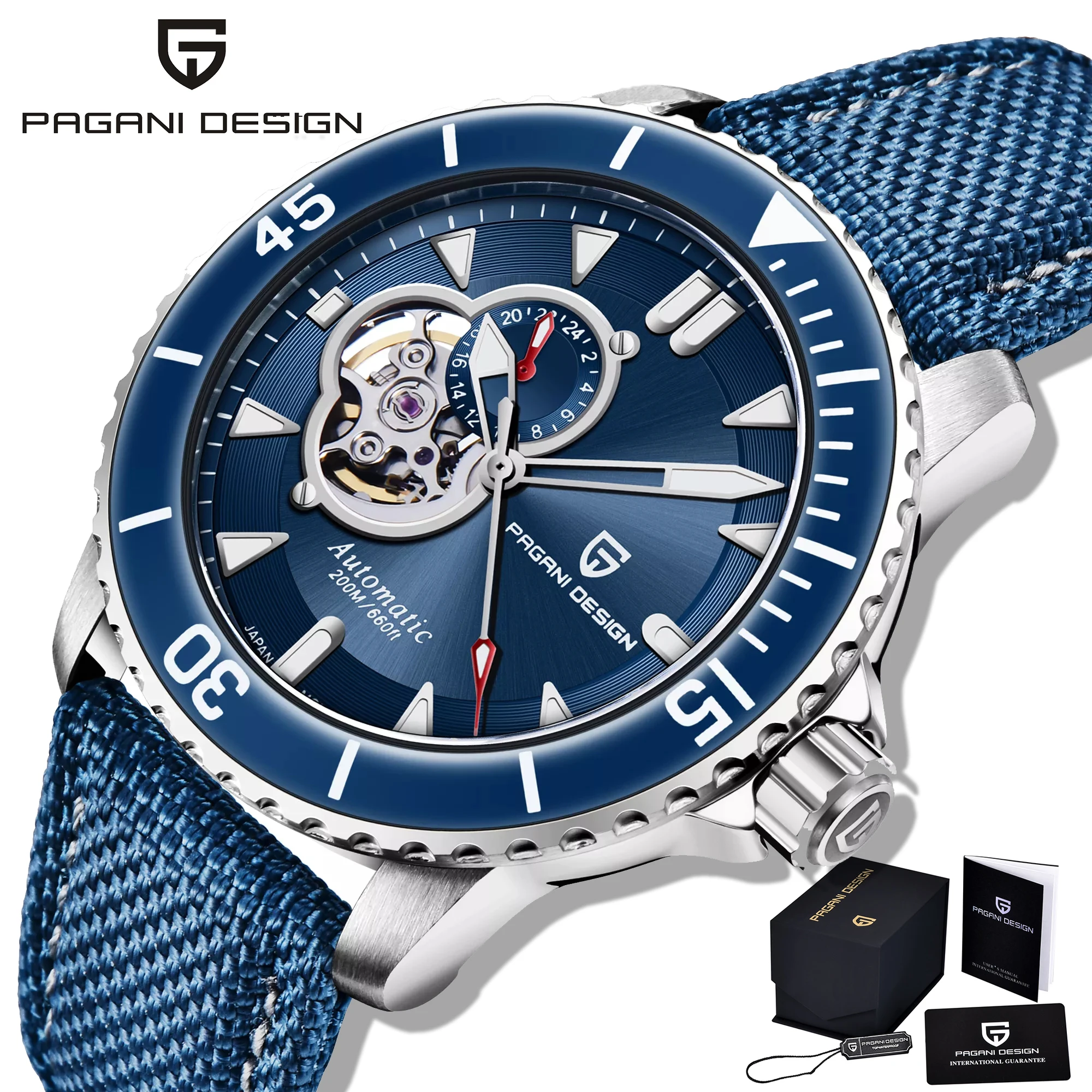 

PAGANI Design Automatic Mechanical Watch Men 2021 Luxury Brand 200M Waterproof Luminous Wristwatch Nylon Strap Japan Seiko NH39