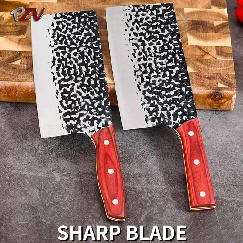 

PZV Forging Hammer Pattern Household Kitchen Knife two-piece set Stainless Steel Kitchen Knife Slicing Knife Bone Knife