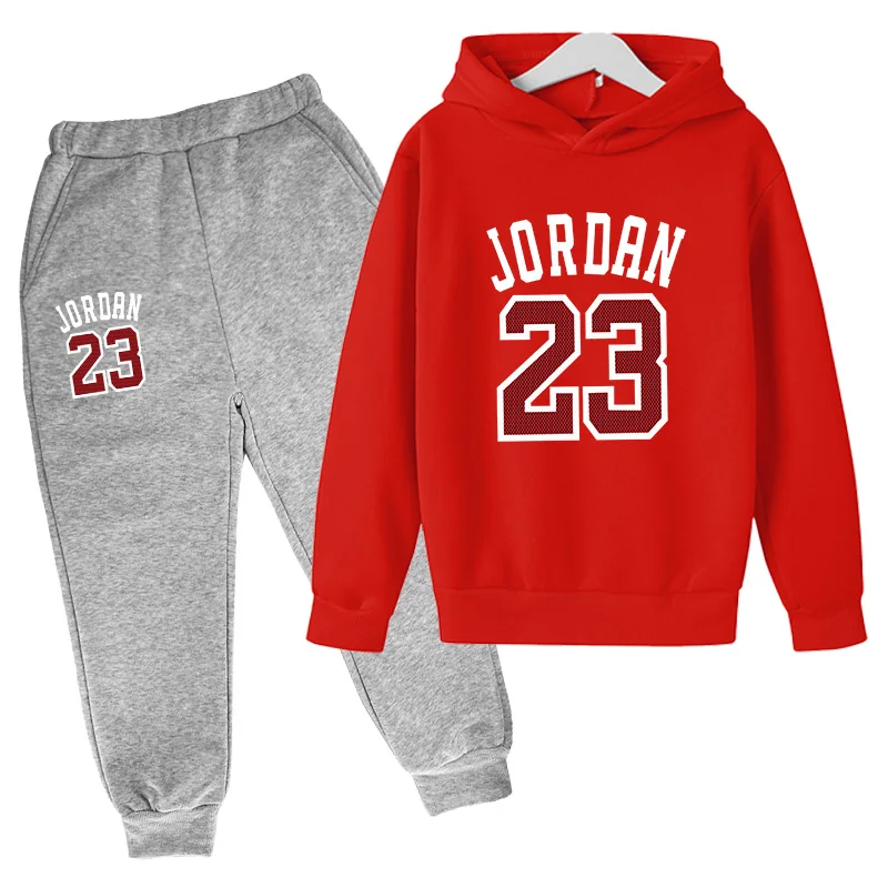 

Children's Sweatshirt sets Hip-hop Hoodie girls Pullover 2021 Autumn New No. 23 Printed Basketball sportswear Boys streetwear