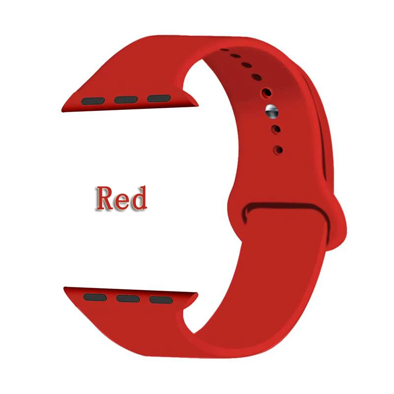 Red Joyozy Sports soft silicone interchangeable apple watch band 42mm 38mm 40mm 44mm for iWatch series 5/4/3/2/1 apple watch band - Цвет ремешка: Red