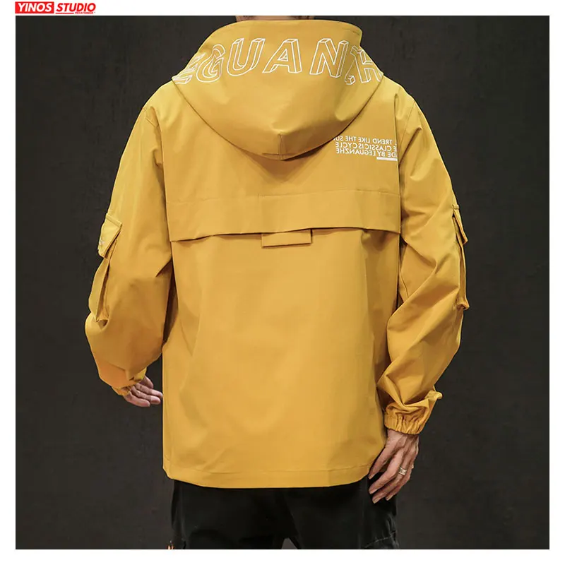 Дропшиппинг японский с капюшоном буквенным принтом куртки мужские толстовки