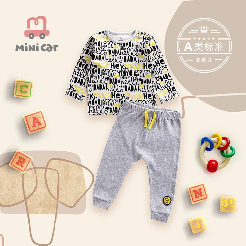 Детская одежда с мини-машинками Комплект детских футболок Детский костюм
