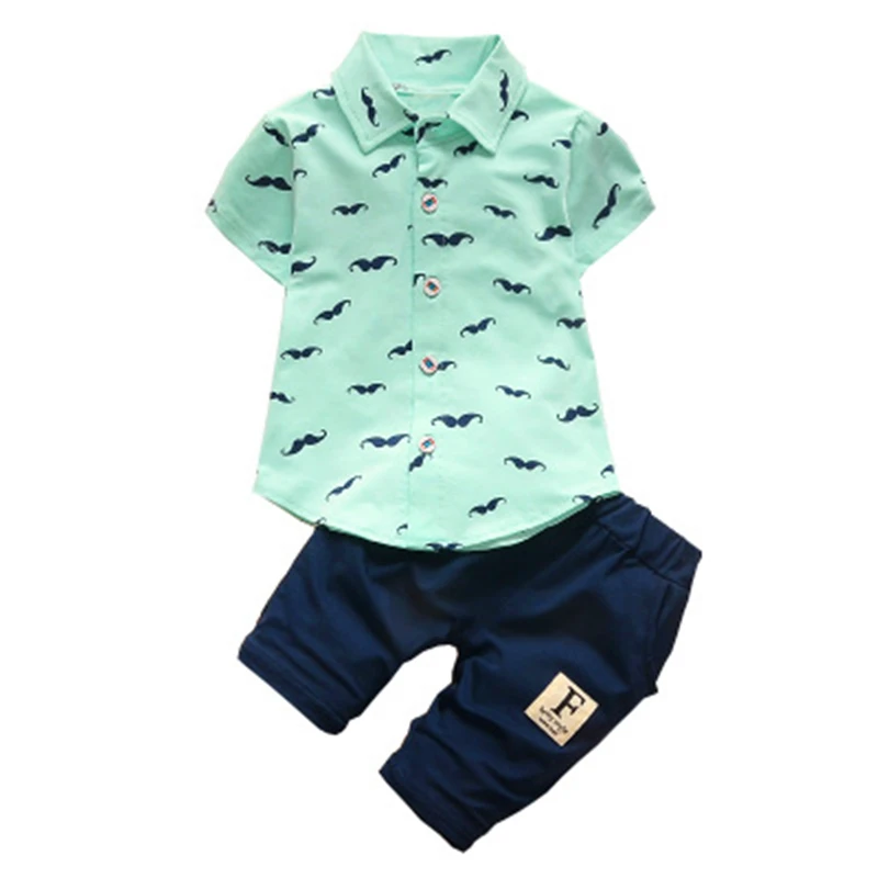 Summer Baby Boys Girls Clothing Sets Kids Clothes T-shirt Short 2PCS/Set Cartoon Moustache Children Sport Suits Infant Tracksuit |