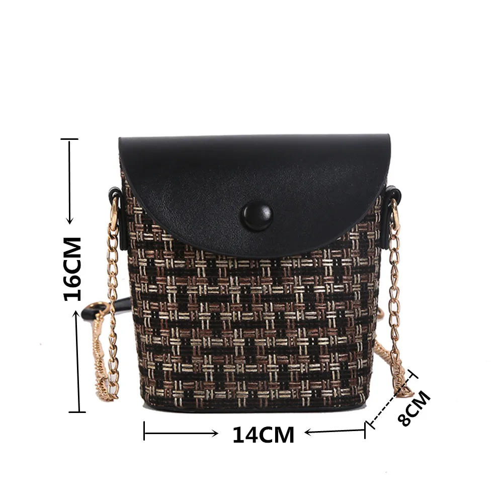 

Female Bag New Exquisite Chain Shoulder Bag All-Match PU Nylon Woven Bucket Messenger Bag Mobile Phone Bag Women's Handbags