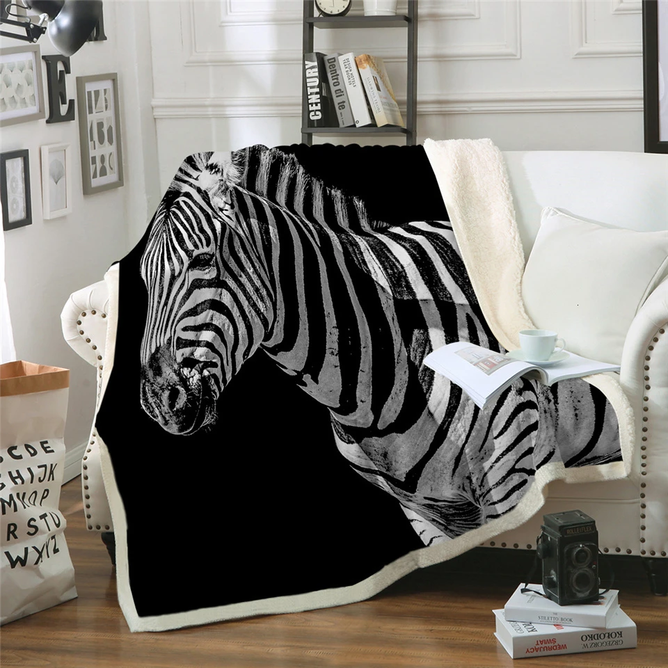Покрывало с рисунком зебры плюшевое покрывало 3D принтом мягкое пушистое в виде