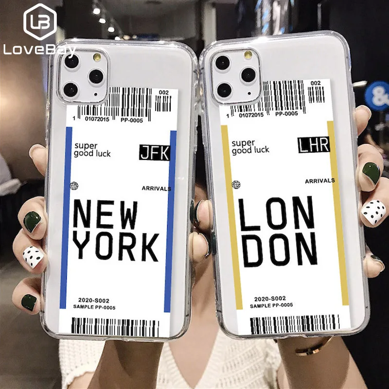 Lovebay авиаперелет этикетка письмо чехол для телефона для iPhone 11 Pro XR XS X Max 7 8 Plus Прозрачный Путешествия страна Мягкий ТПУ задняя крышка чехол s