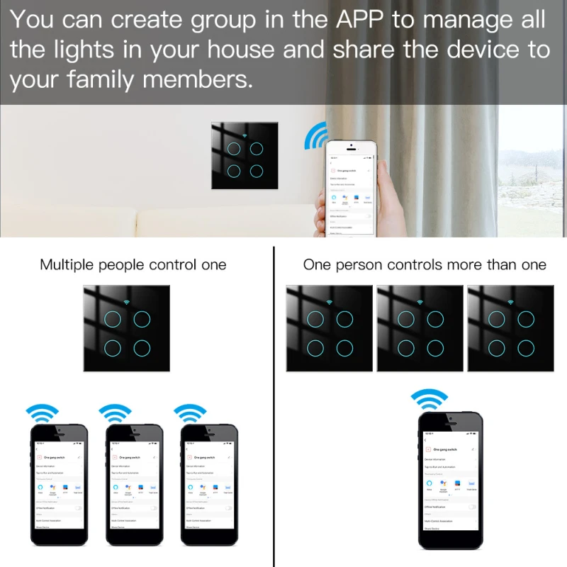 

Tuya Smart Life Wifi Smart Light Switch Glass Screen Touch Panel Voice Control Wireless Wall Switches Work for Alexa Google Home