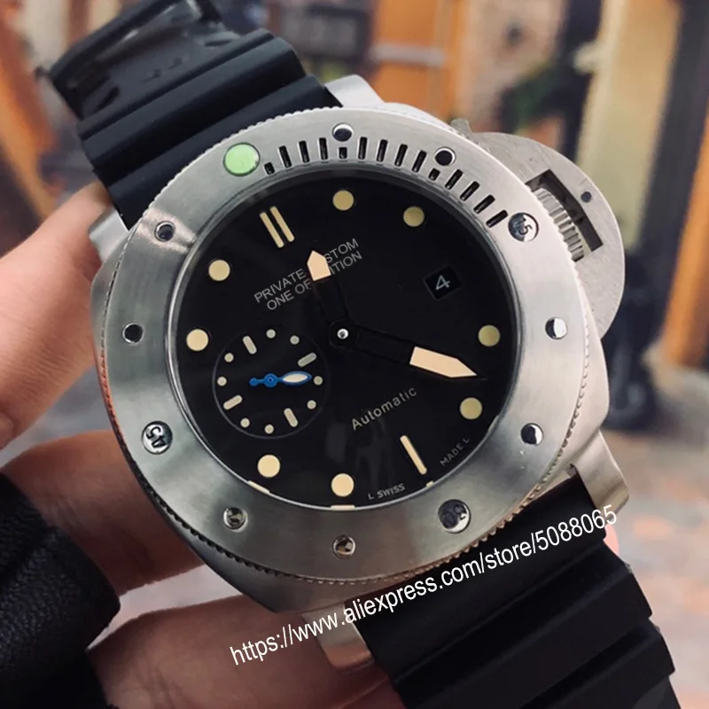 Автоматические часы PVD чехол автоматические 47 мм черный циферблат военный