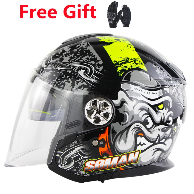 

Moto Helmet for Men Drop Down Sun Shield Open Face Chopper Scooter Racing Visor Helmets All Season Motorbike Outside Use