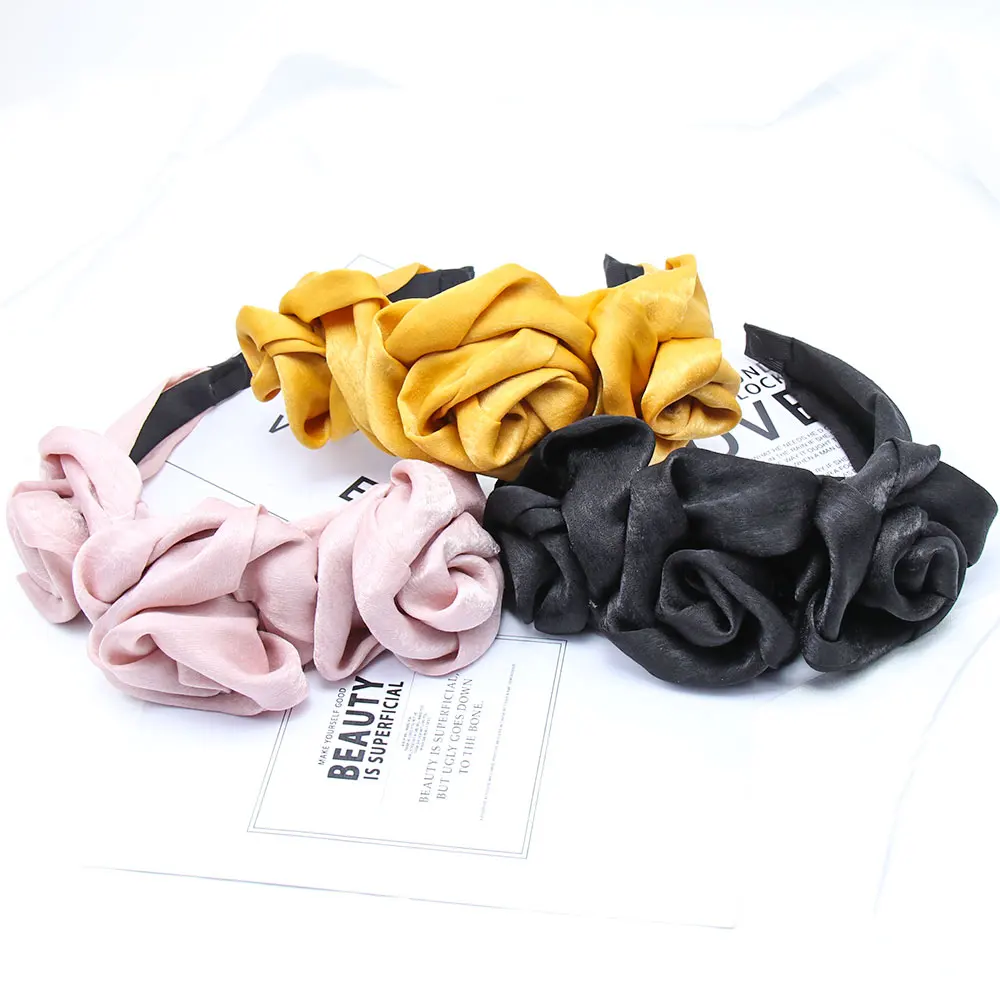 Женский обруч для волос с розами Faille ручной работы крупными шелковыми цветами и