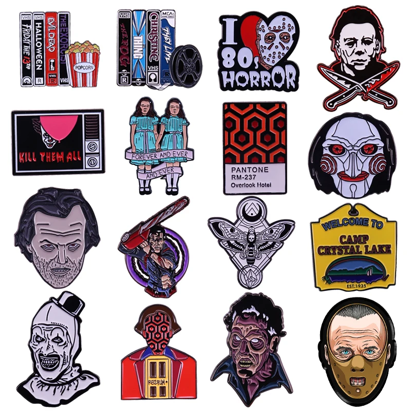 

Halloween Horror Movie Enamel Pin Brooch for Clothes Briefcase Badges on Backpack Accessories Lapel Pins Decorative Jewelry Gift