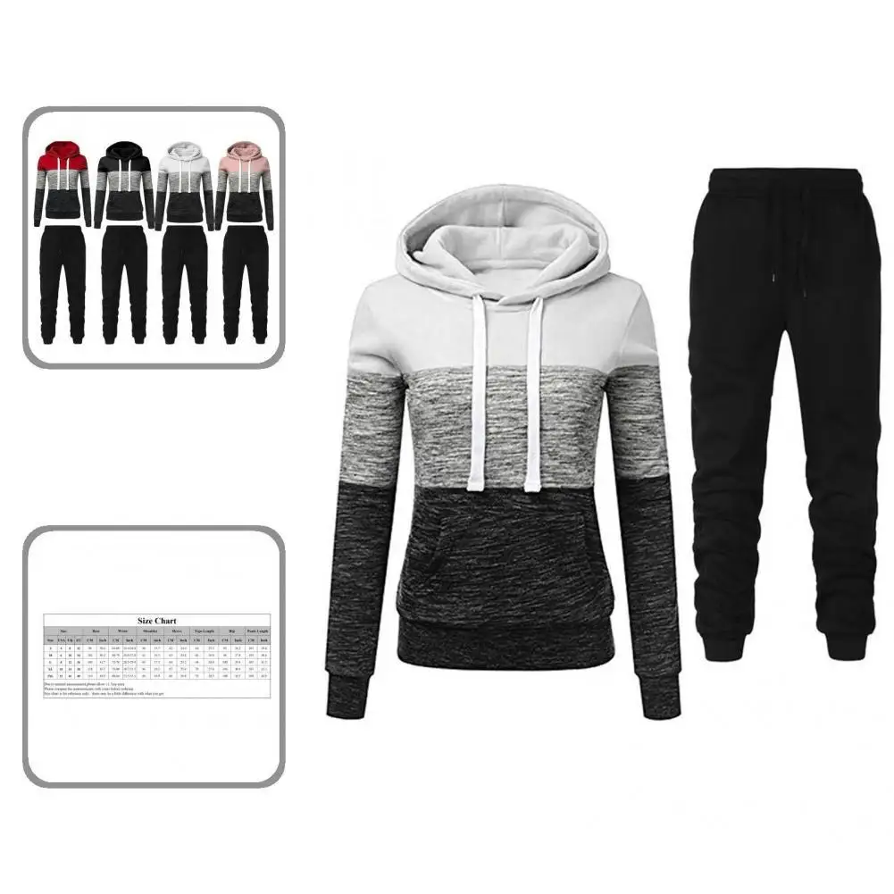 

Thick Autumn Winter Contrast Color Sweatshirt Ankle Tied Sweatpants for Sports