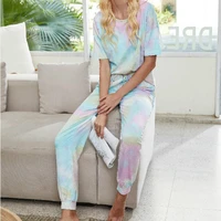print pijamas women short sleeve and pants two pieces sets 2020 new spring summer home suit sleepwear pocket lounge wear 2xl