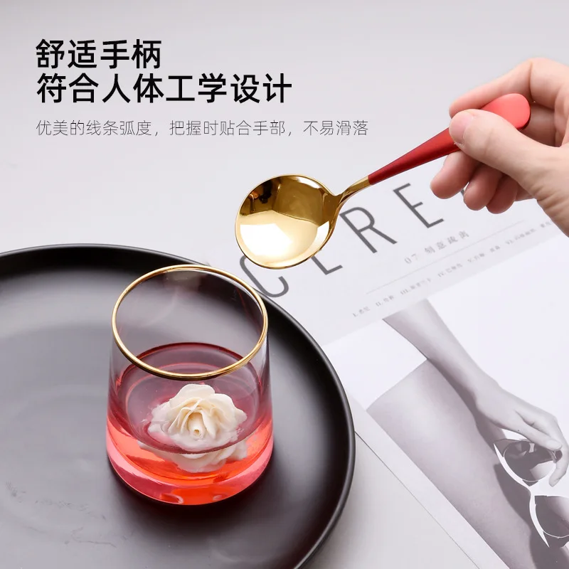 

Nordic-Style Stainless Steel Spoon Household Eating round Head Spoon Creative Net Red Small Rice Spoon Cute Spoon Spoon Spoon Sp