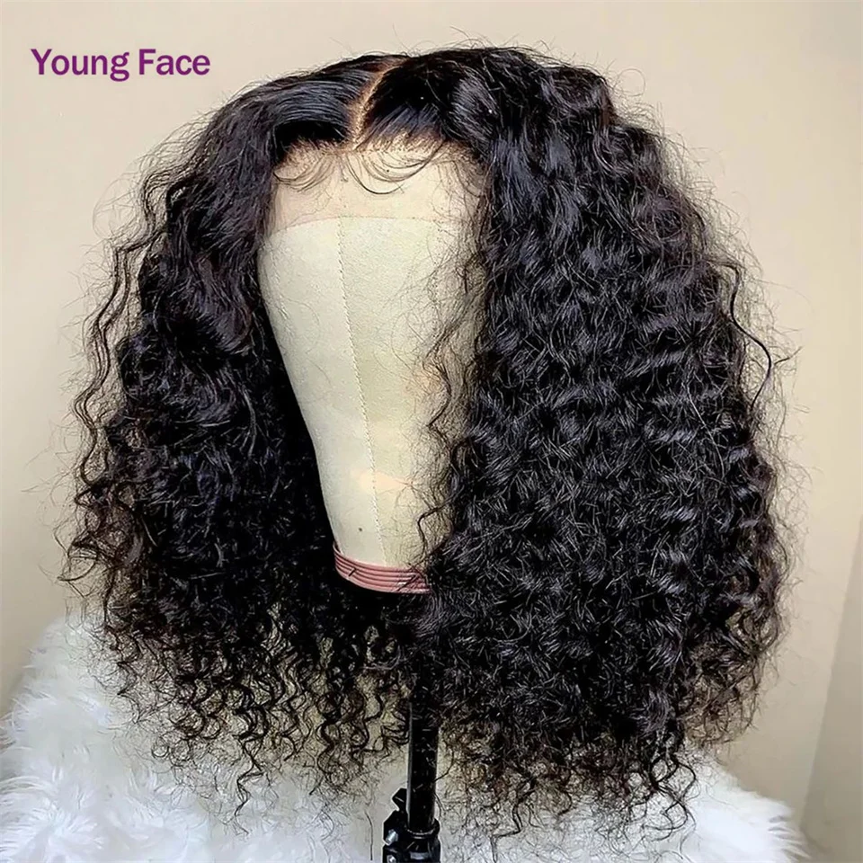 Deep Wave Frontal 4x4 Closure Wigs Brazilian Short Bob Wigs Jerry Curl Human Hair Wig For Women PrePlucked 13x4 Lace Front Wig