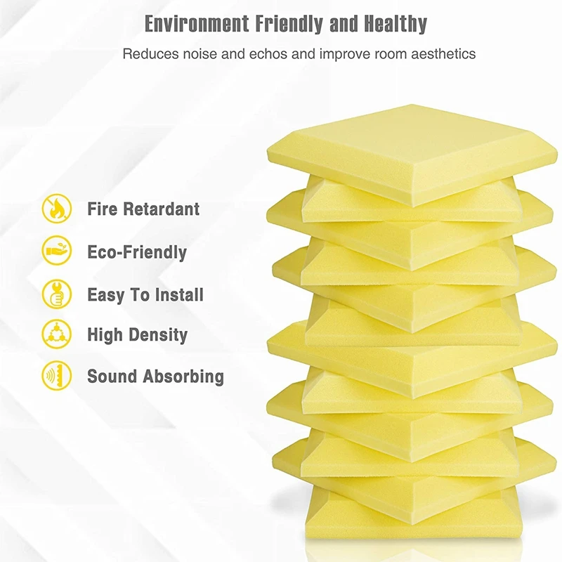 

Quality 12Pcs Acoustic Panel 2X12X12inch Acoustic Foam Studio Wedge Tile Sound Panel Soundproof Insulation Absorbing Foam