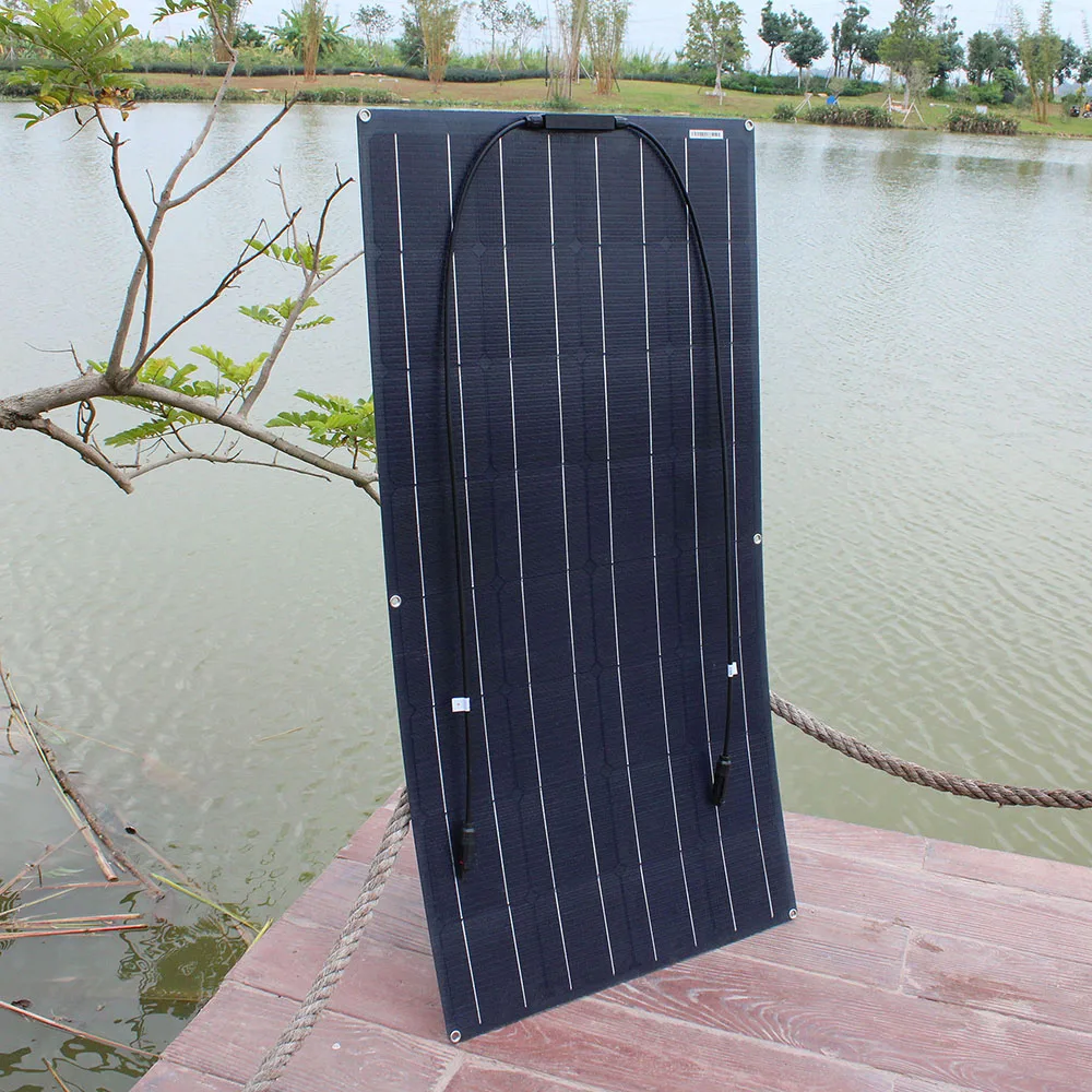 

Solar panel 300w 200w 100w 12V black ETFE flexible solar panel monocrystalline silicon battery for 12V 24V battery charger 1000w