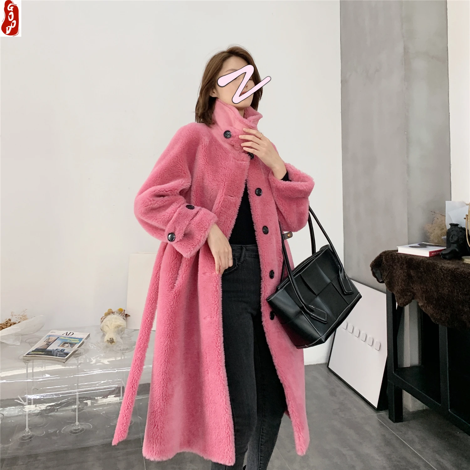 

Real Fur Coat Female Vintage Long Sheep Shearing Jacket Women Clothes 2021 Korean Fashion 100% Wool Coat Top Hiver 107110