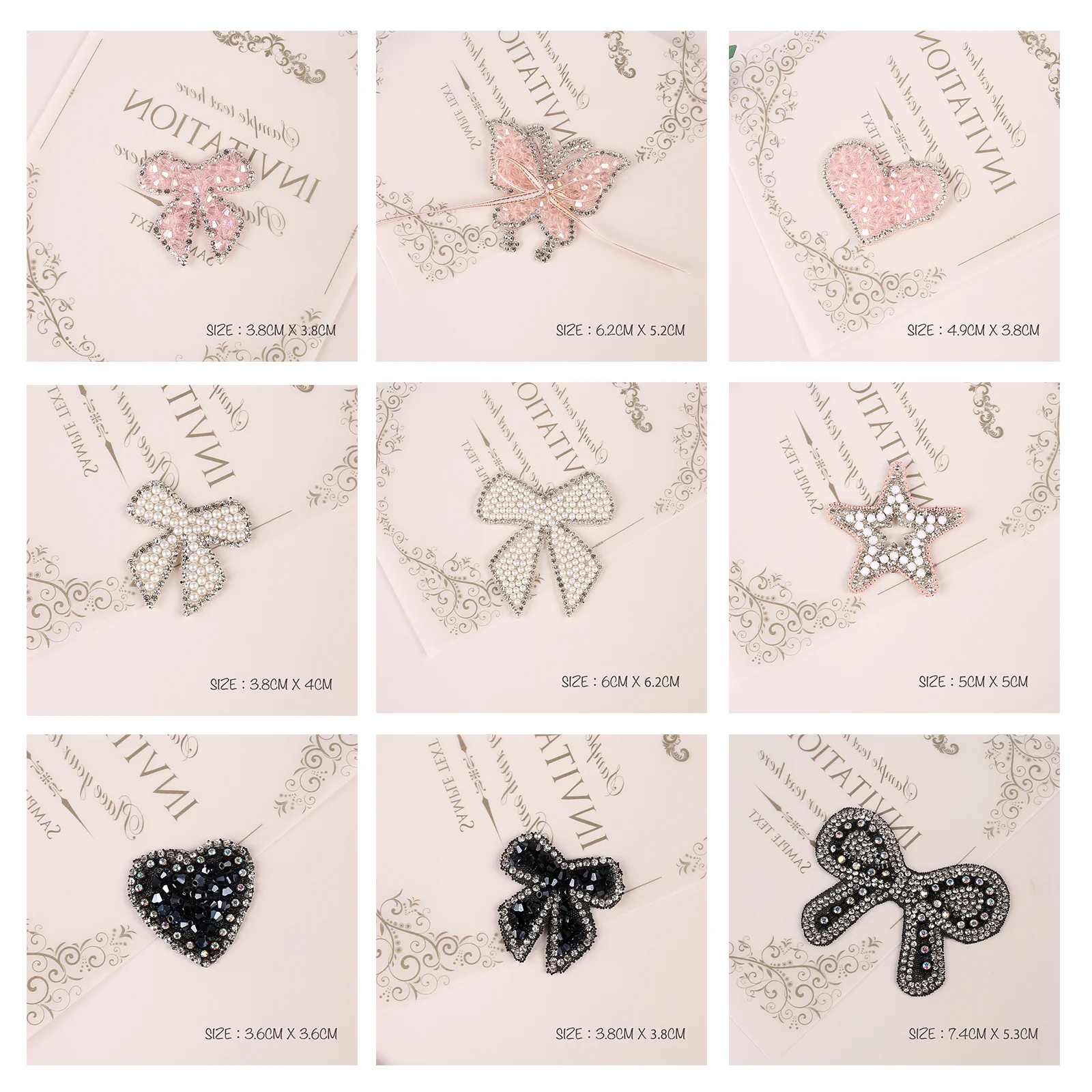 

Sparkling Rhinestone Beaded Heart Iron On Patches for Clothing DIY Star Butterfly Appliques Decoration Sticker On Clothes
