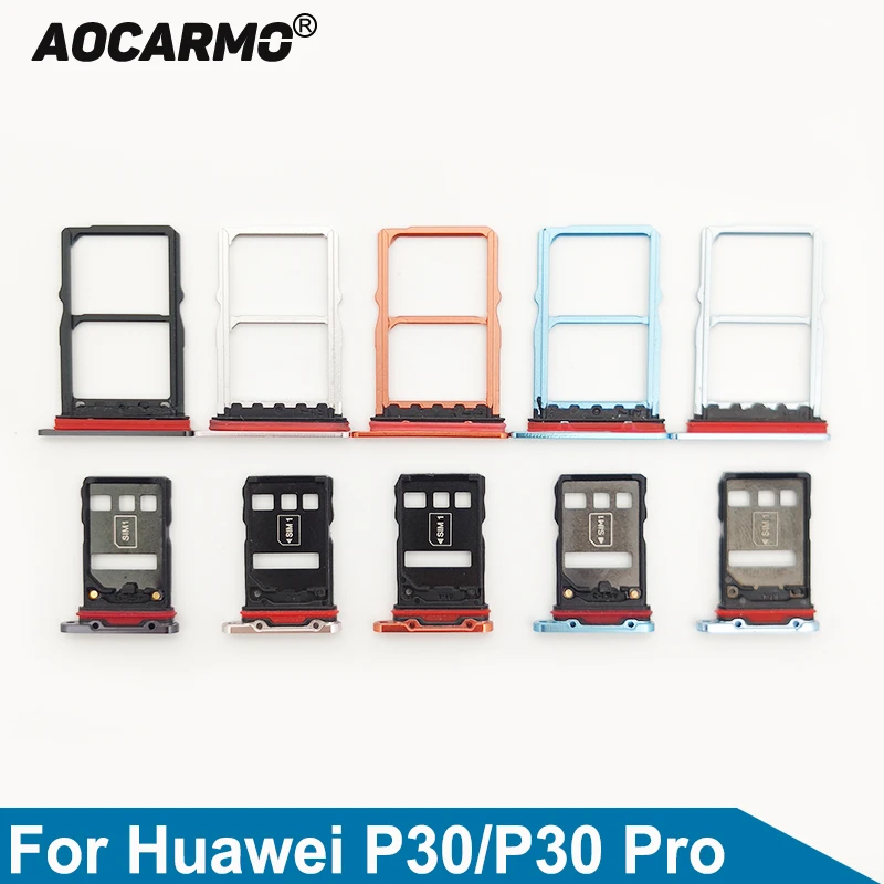 

Aocarmo Orange/Black/Light Blue/Dark Blue/Silver/Purple SD MicroSD Holder Nano Sim Card Tray Slot For Huawei P30/P30 Pro