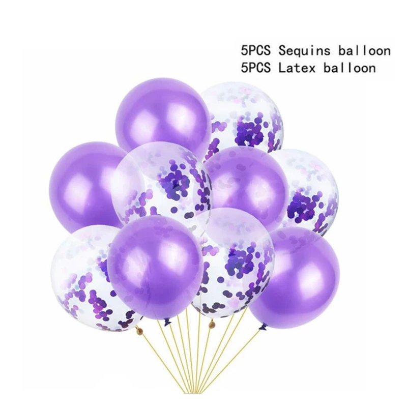 purple 10 шт./лот 12 дюймов металлические цвета латексные шары воздушные шары с конфетти надувной шар для дня рождения Свадебная вечеринка - Цвет: purple