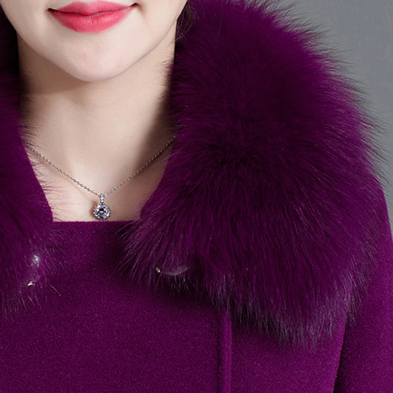 Брендовое женское длинное зимнее пальто теплое однотонное с v-образным вырезом и