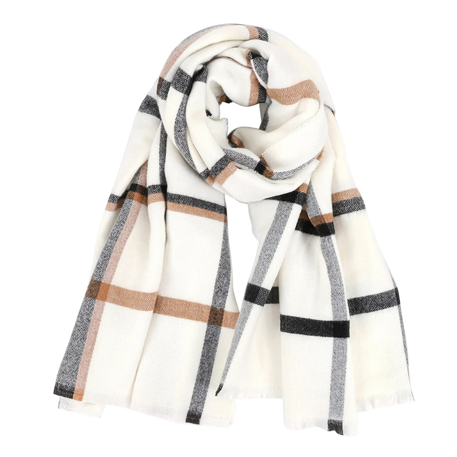 

White Plaid Scarf Women Cashmere 2020 New Autumn Winter Thickened Warm Shawl Scarfs