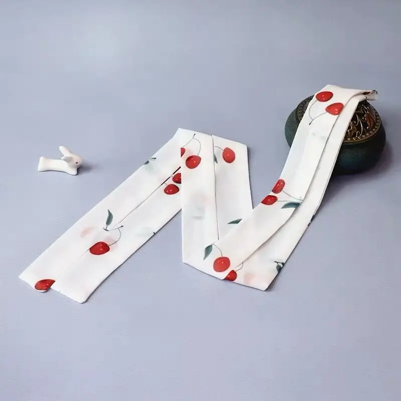 Cherry high quality Chiffon Antique hanfu cos hair band costume studio cranes printing hair rope hair restoring ancient ways - Цвет: Cherry