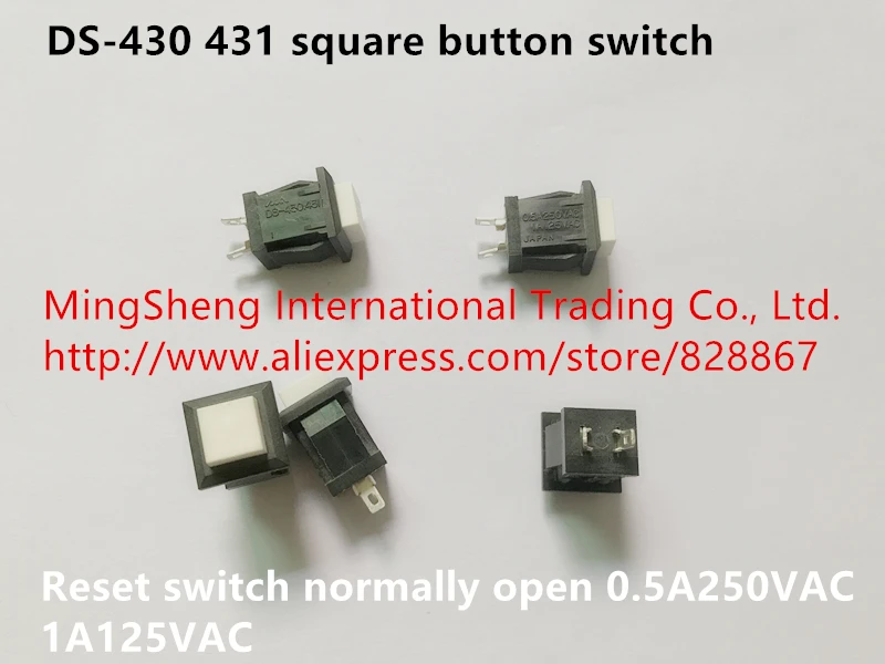 

Original new 100% DS-430 431 square button switch reset switch normally open normally closed 0.5A250VAC 1A125VAC