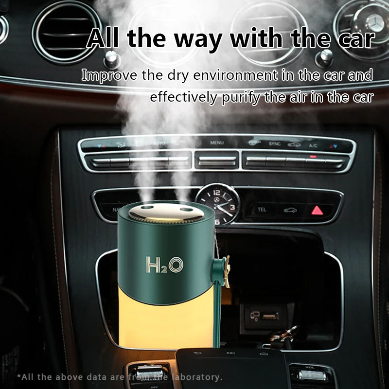 

450ml Large Capacity Air Humidifier Dual Spray 1200mAh USB Rechargeable Wireless Ultrasonic Aroma Diffuser Warm Light Fogger