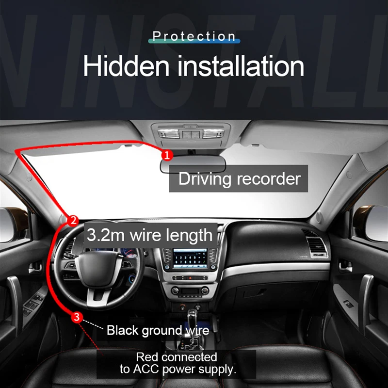 Автомобильный видеорегистратор с кабелем 3 2 м комплект из жесткого провода от 12/24