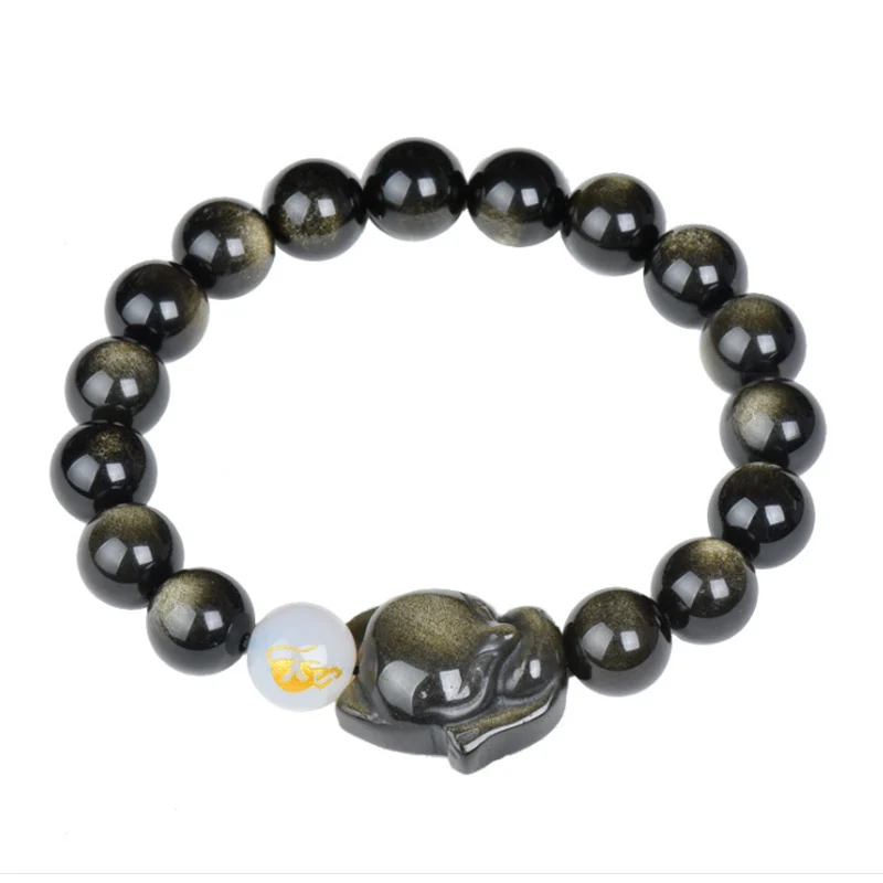 Natural Black Yaoshi Male And Female Fox Zodiac Bracelet Moves Money To Transfer lovers' Gold Yaoshi Buddha Pearl Bracel