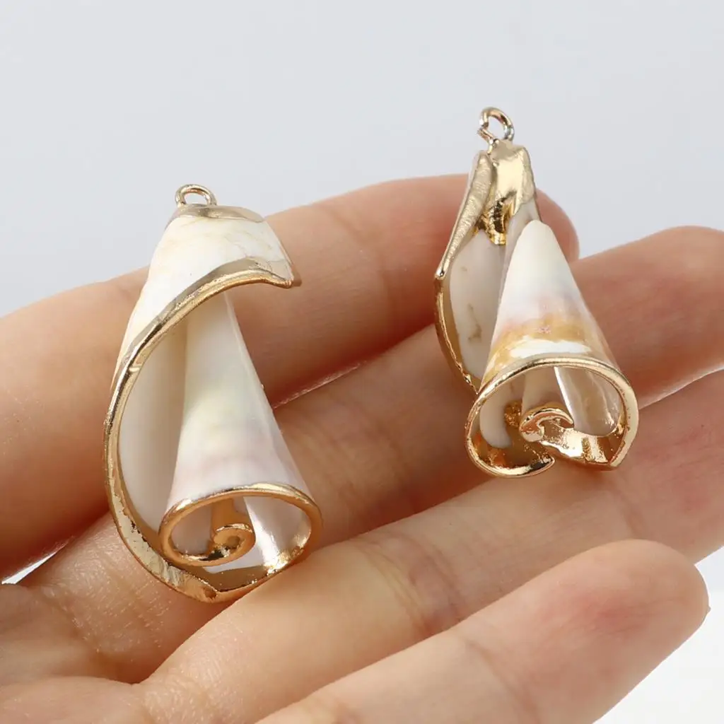 

Natural Shell Pendants Musical Instrument Bugle Multicolor Bohemian Charms DIY Making Earrings Necklace Women Party Jewelry,5PCs