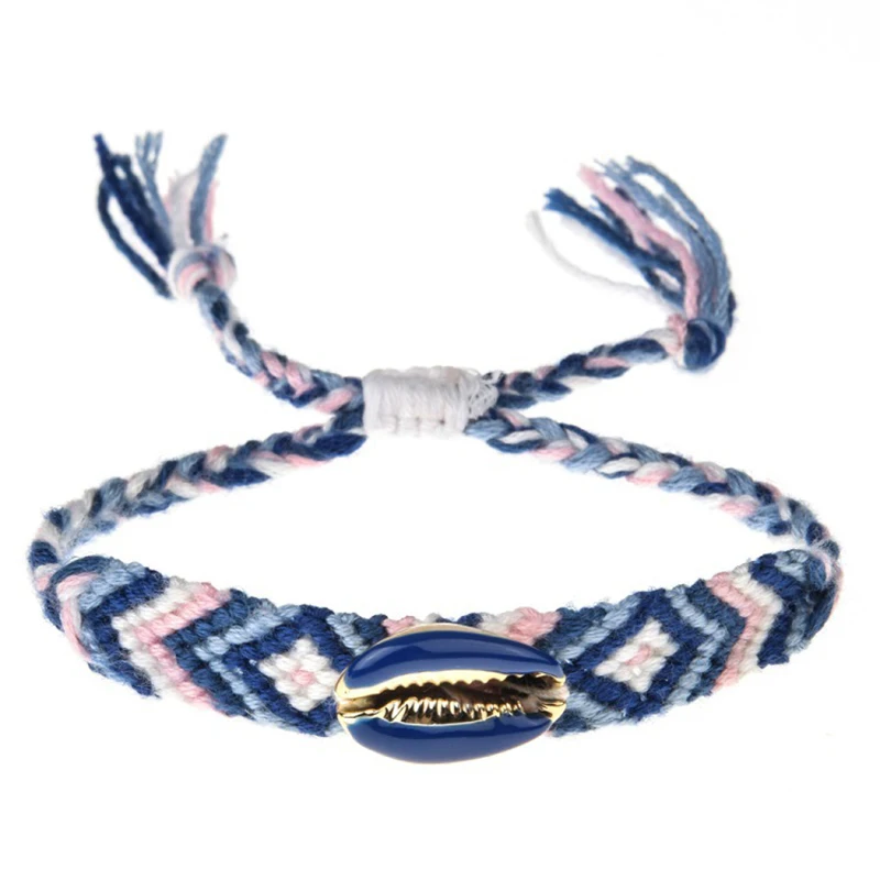 

Bohemia Handmade Woven Bracelets Fashion Jewelry Ocean Shell Chain Beach Bracelet Boho Tassel Bracelet Jewelry Wholesale