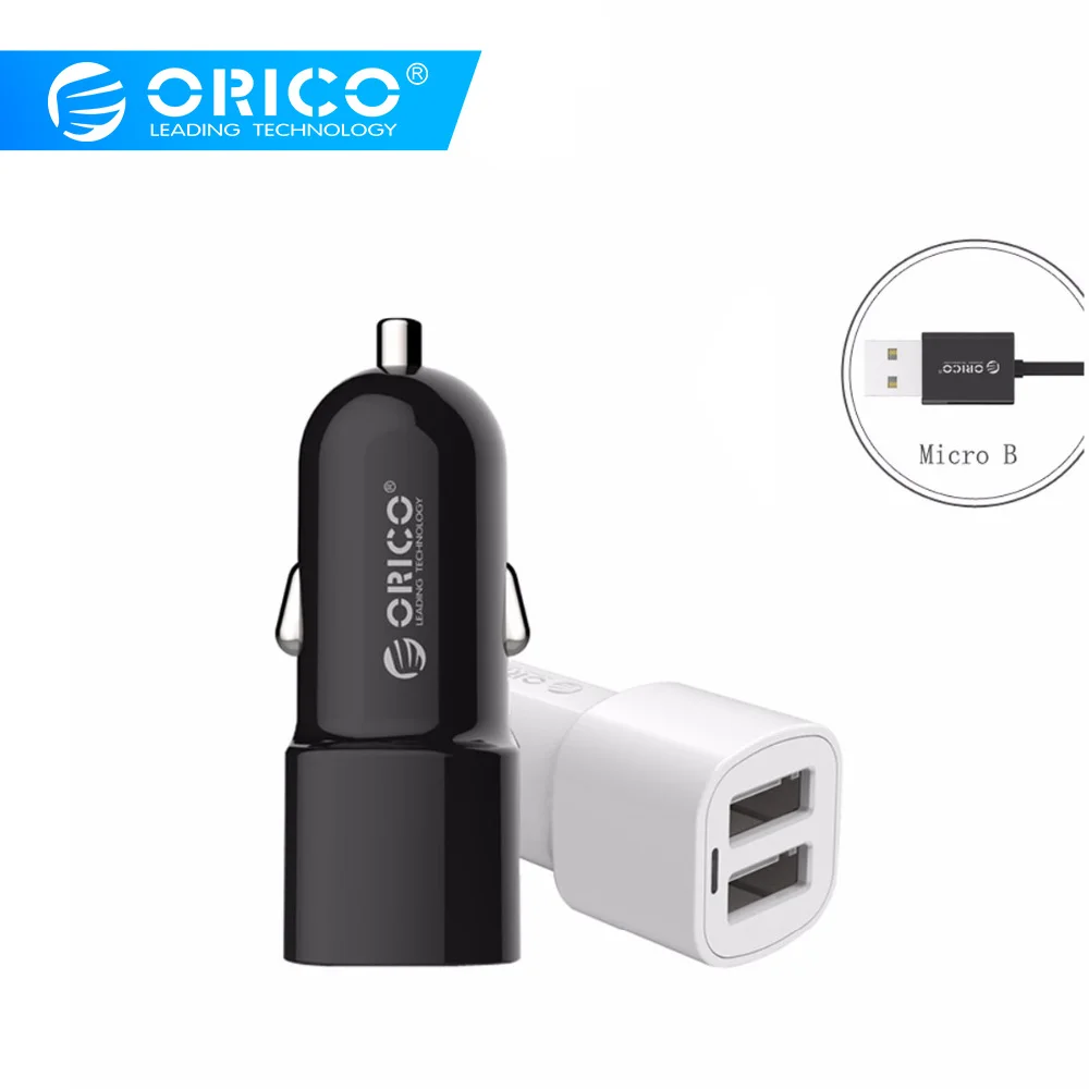 ORICO 2 порта мини зарядное устройство USB Автомобильное зарядное устройство 50 см зарядное устройство кабель данных 5V2. 4 5V1A Макс 17 Вт