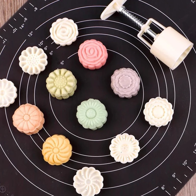 1SET baking Mid-autumn moon cake mold Plastic fondant mung bean pumpkin hand pressing pastry embossing | Дом и сад