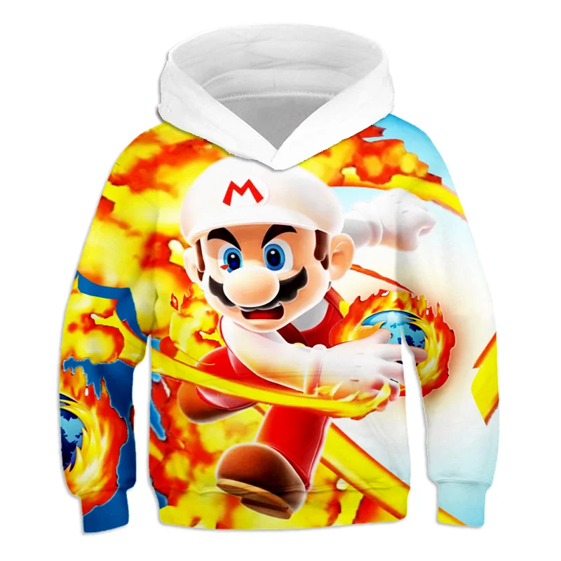 Толстовки с объемным принтом Super Mario Bros для маленьких мальчиков Детская одежда и