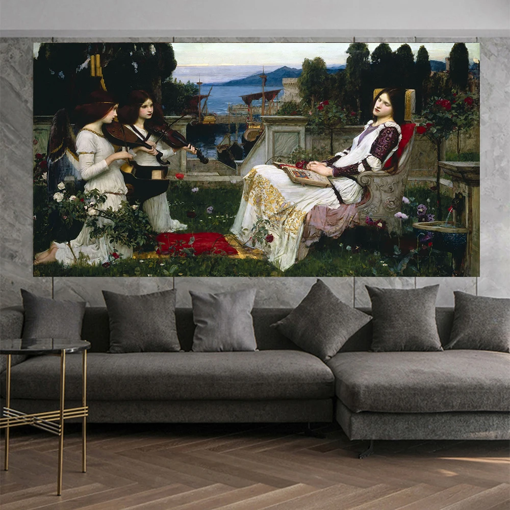 

Holover Canvas Oil Painting Aesthetic Home Decoration William Waterhouse"Saint Cecilia"Romanticism Artwork Wall Poster