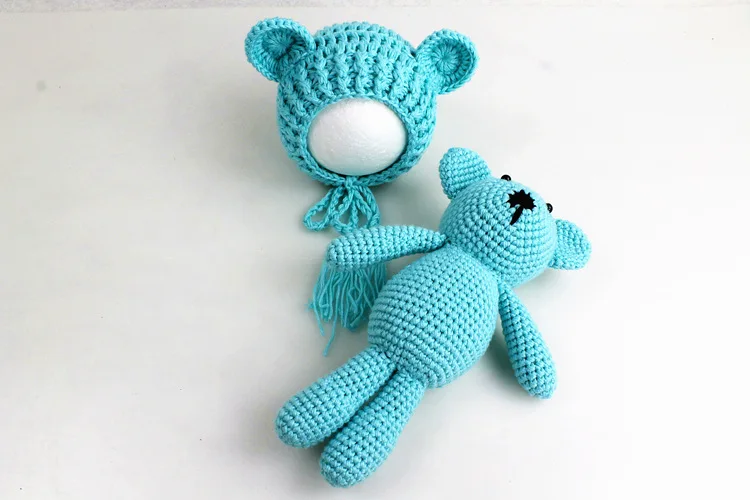 Реквизит для фотосъемки новорожденных Детская шапка-медвежонок шерстяная