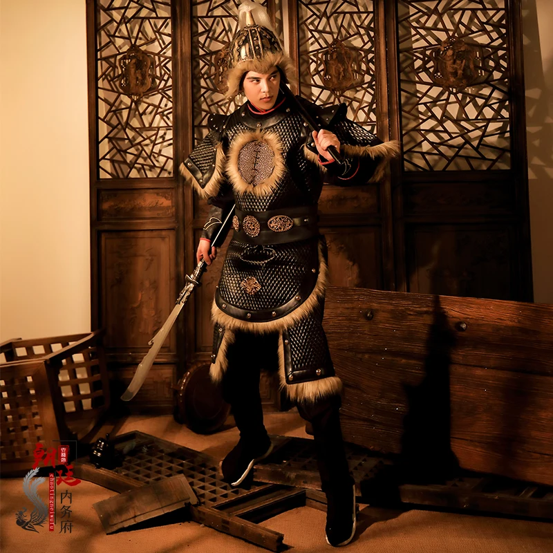 Древняя китайская броня армированный солдат Защитная пленка для ТВ-сцены