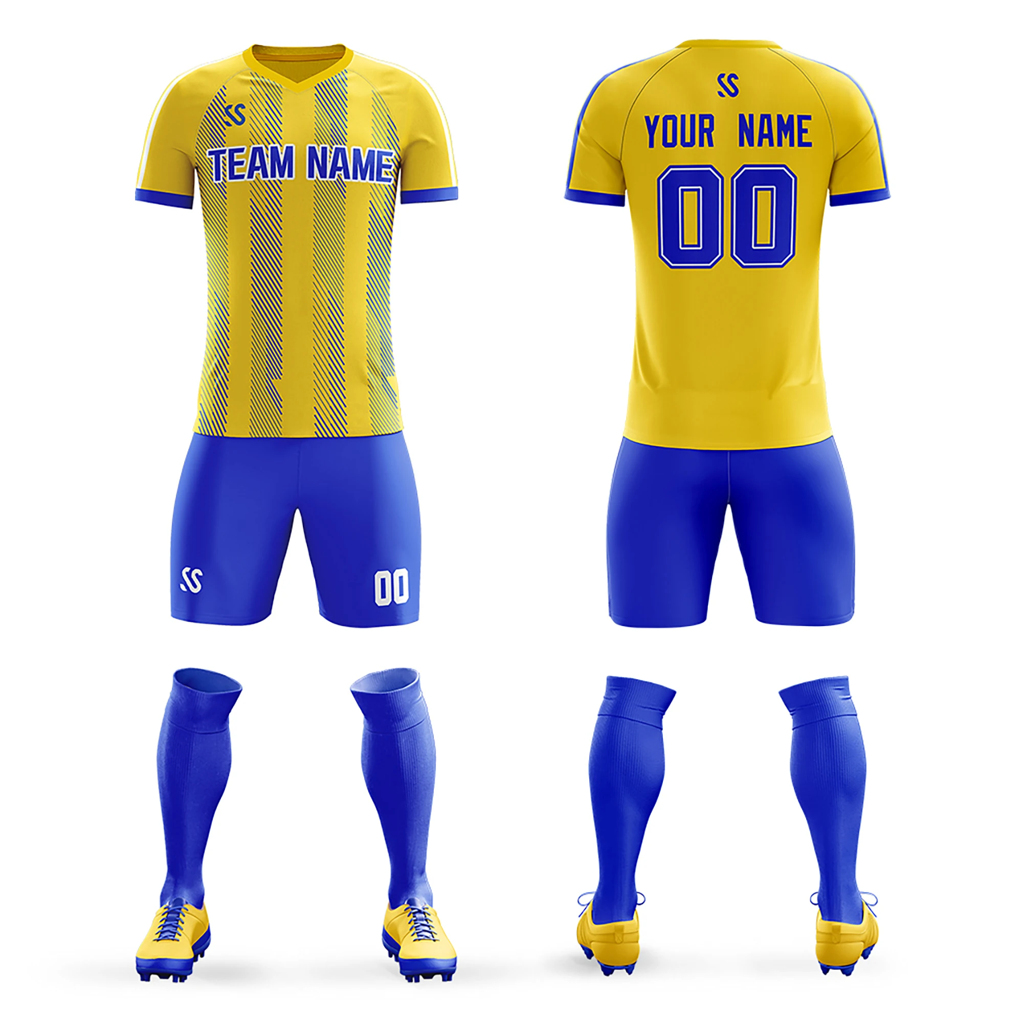 

2021New Custom Soccer Jersey Sets For Men/Youth Vertical Stripes Print Name Number Logo Outdoor Game Training Sports Shirts