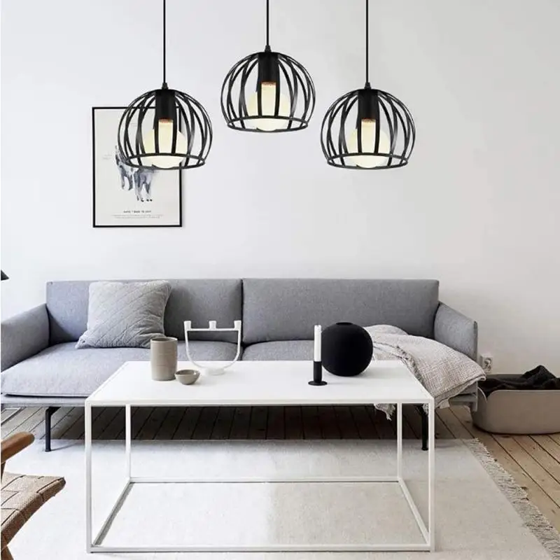 Современный подвесной светильник в виде клетки металлический минималистичный