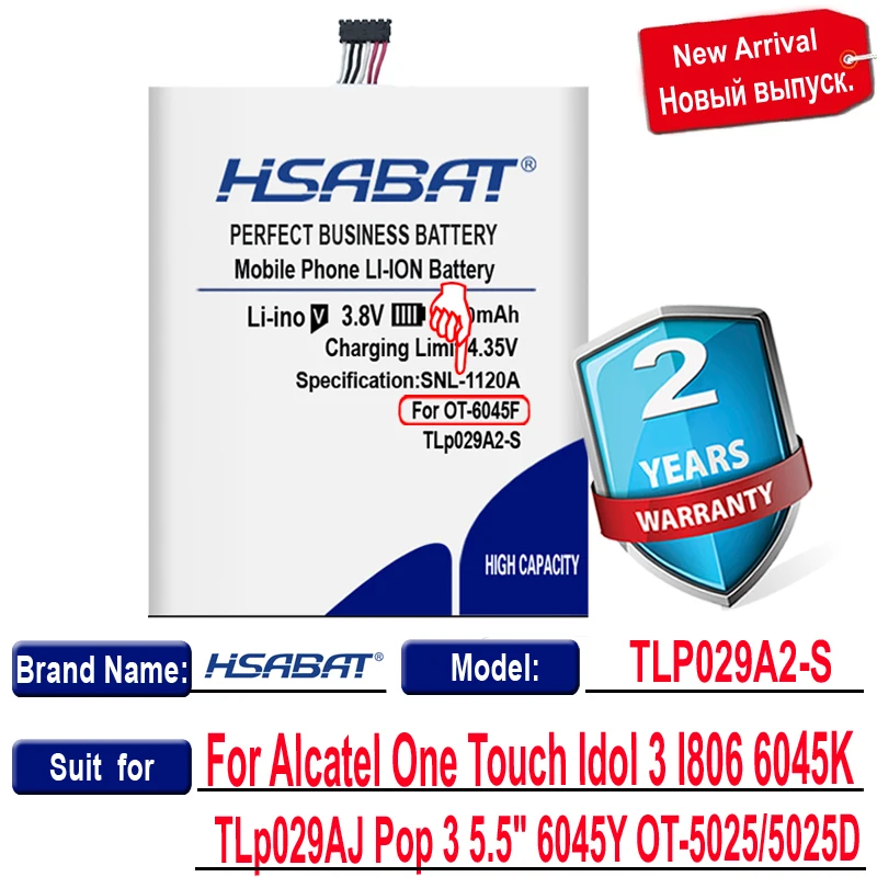 HSABAT TLp029AJ 4600mAh TLp029A2 TLP029A2-S Battery For Alcatel One Touch Idol 3 I806 OneTouch Pop 5.5&quot OT-5025 OT-5025D | Мобильные