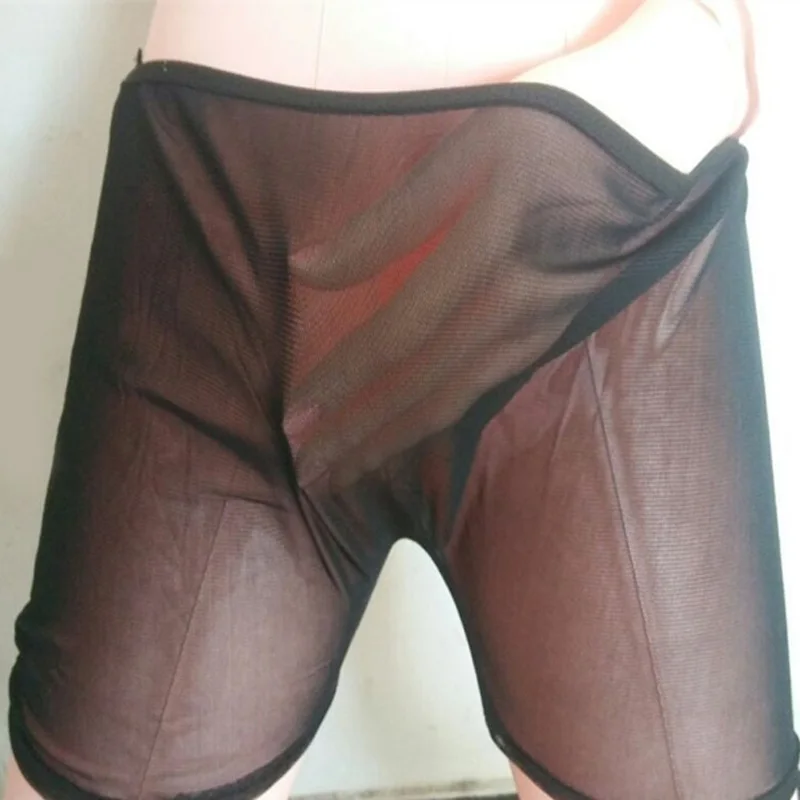 Sexy Mens See-Through Mesh Loose Lounge Boxer Shorts Underwear Sexy Lingerie Trunks Comforty Breathable Summer