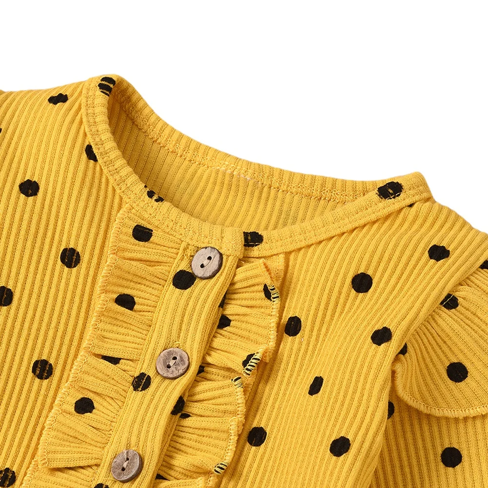 

0-18M Autumn Spring Newborn Baby Girl Long Sleeve Polka Dots Romper Jumpsuit Outfit Clothes