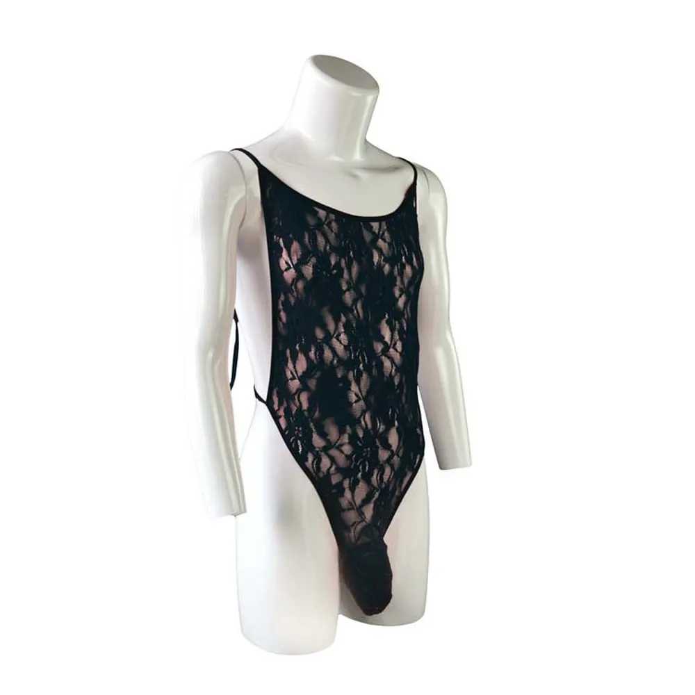 Сексуальное боди для мужчин кружевное нижнее белье джоки Прозрачное геев кросс