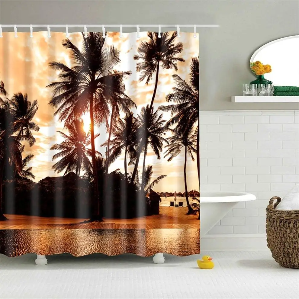 Пляж океан предмет для душа украшение дома занавесок полиэстер ткань ванна Шторы