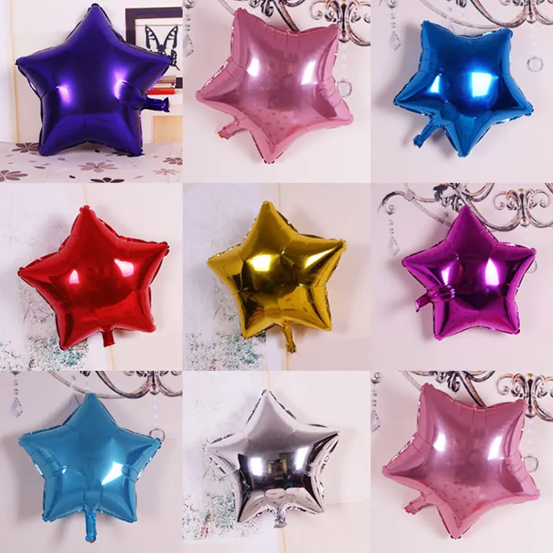 

5pcs 10inch inflatable helium balloon aluminum film heart star balloon wedding party decoration Valentine's day supplies