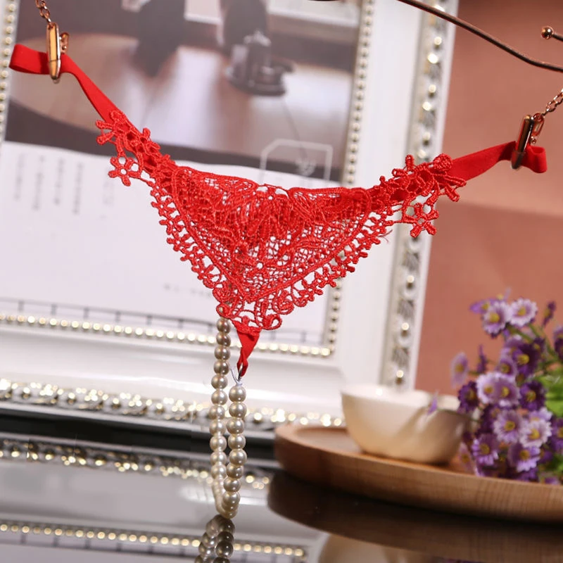 Сексуальное женское нижнее белье кружевное трусики массажные жемчужные G-stings